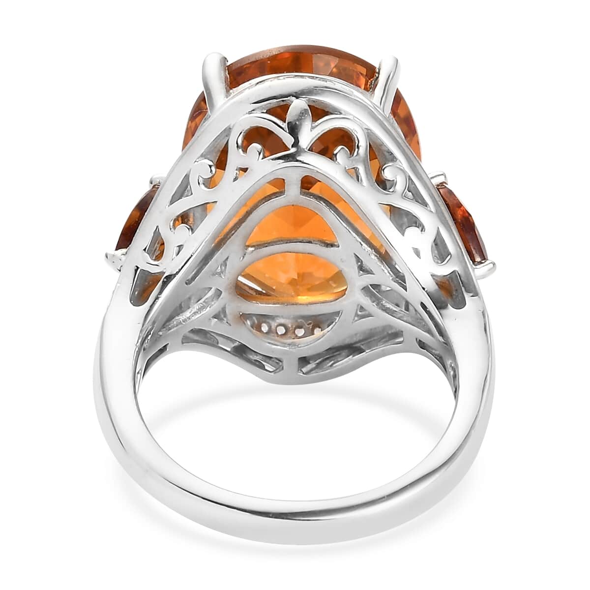 SUMMER DEALS Santa Ana Madeira Citrine and Natural White Zircon Ring in Platinum Over Sterling Silver (Size 6.0) 12.65 ctw image number 4