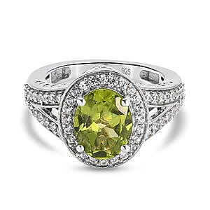 Peridot and Multi Gemstone 3.01 ctw Ring in Platinum Over Sterling Silver (Size 5.5)