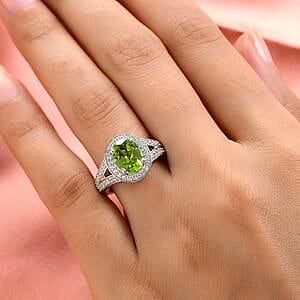 Peridot and Multi Gemstone 3.01 ctw Ring in Platinum Over Sterling Silver (Size 5.5)