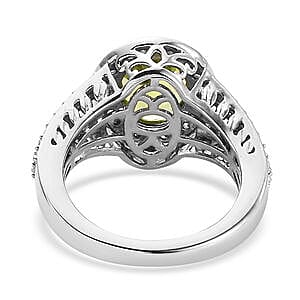 Peridot and Multi Gemstone 3.01 ctw Ring in Platinum Over Sterling Silver (Size 5.5)