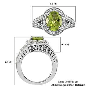 Peridot and Multi Gemstone 3.01 ctw Ring in Platinum Over Sterling Silver (Size 5.5)