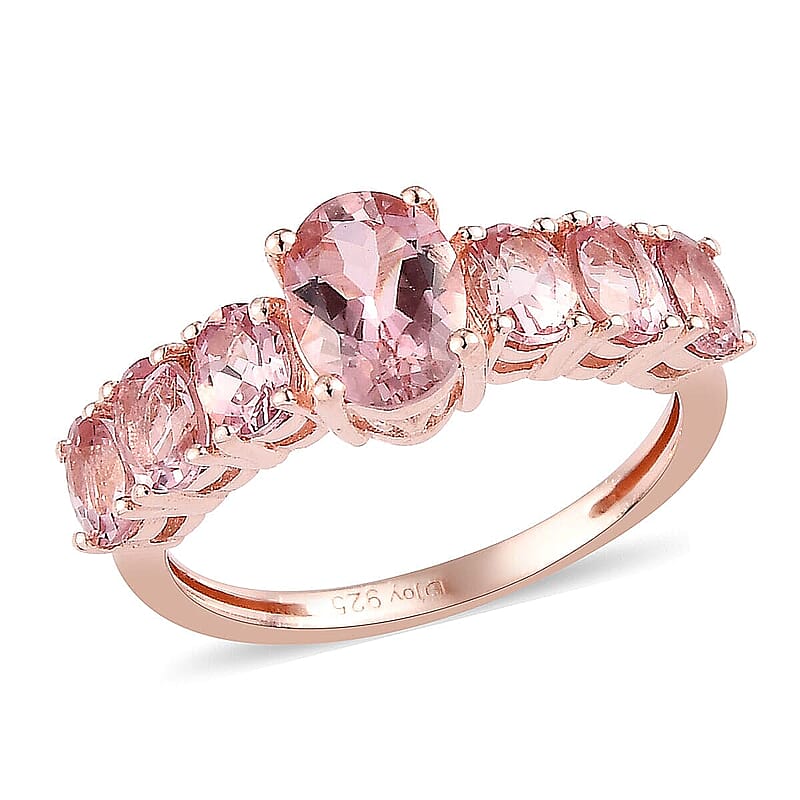 Natural Blush Tourmaline Ring in Vermeil Rose Gold Over Sterling Silver (Size 5.0) 1.80 ctw