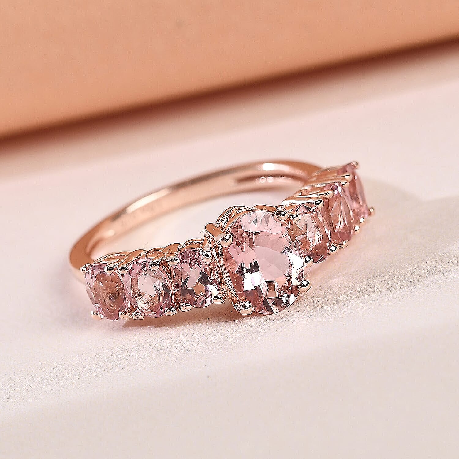 Natural Blush Tourmaline Ring in Vermeil Rose Gold Over Sterling Silver (Size 5.0) 1.80 ctw