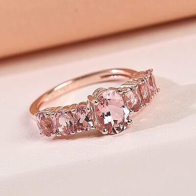 Natural Blush Tourmaline Ring in Vermeil Rose Gold Over Sterling Silver (Size 5.0) 1.80 ctw