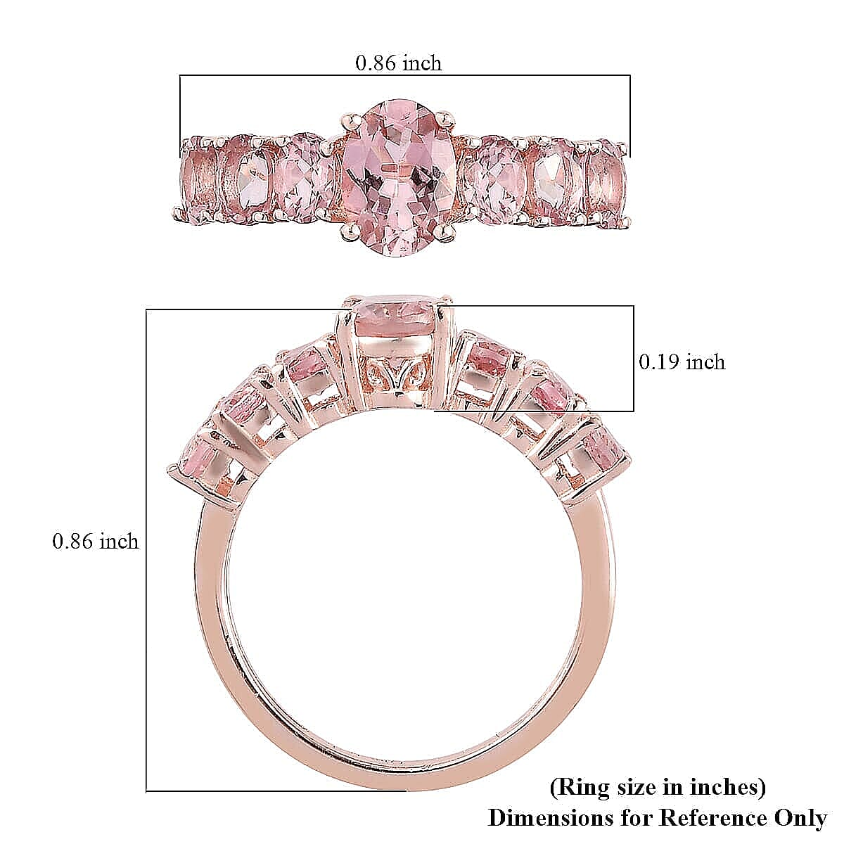Natural Blush Tourmaline Ring in Vermeil Rose Gold Over Sterling Silver (Size 5.0) 1.80 ctw