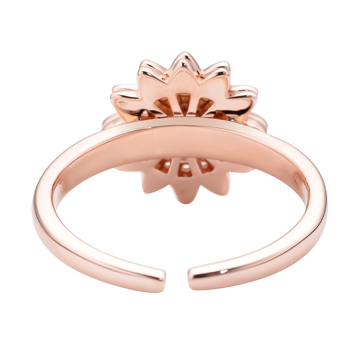 Simulated Diamond Sunflower Design Spinner Ring in 14K Rose Gold Over Sterling Silver (Adjustable Size 6-8) 0.65 ctw image number 4