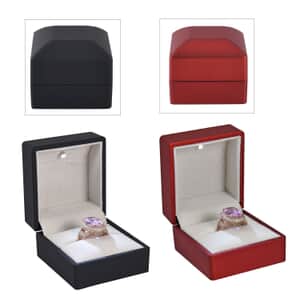 Set of 2 Black & Red Solid Polish LED Light Ring Box (Can Hold up to 2 Rings)