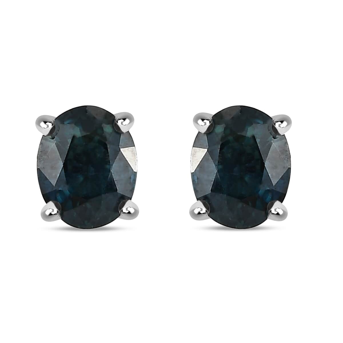 Luxoro 10K White Gold AAA Indigo Sapphire Solitaire Stud Earrings 0.75 ctw image number 0
