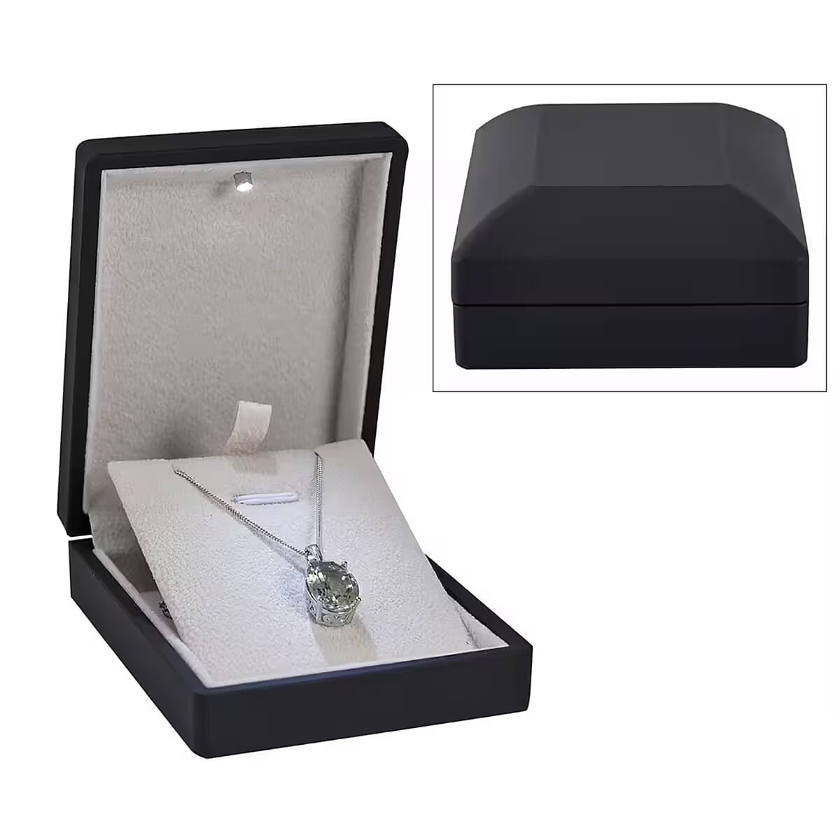 Black Solid Polish Led Light Necklace and Pendant Box (3.5"x2.8"x1.4") image number 0