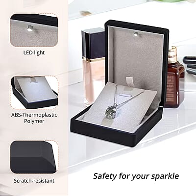 Black Solid Polish LED Light Pendant Necklace Jewelry Box