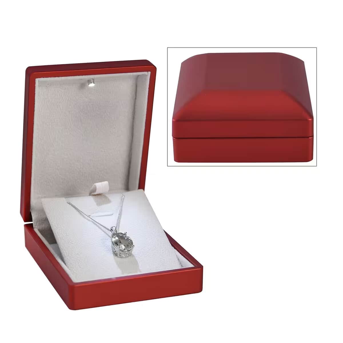 Red Solid Polish LED Light Pendant Necklace Jewelry Box image number 0