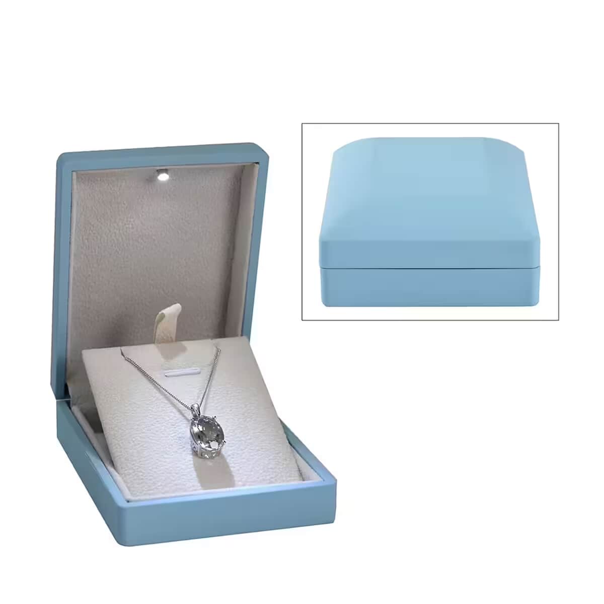 Sky Blue Solid Polish LED Light Pendant Necklace Jewelry Box image number 0