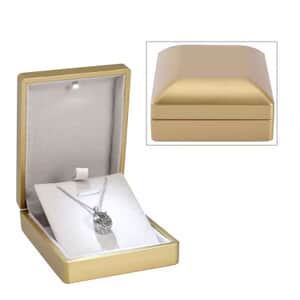 Golden Solid Polish LED Light Pendant Necklace Jewelry Box