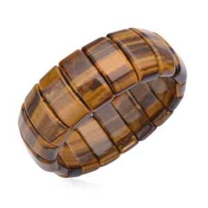 Yellow Tiger's Eye 437.00 ctw Block Stretch Bracelet