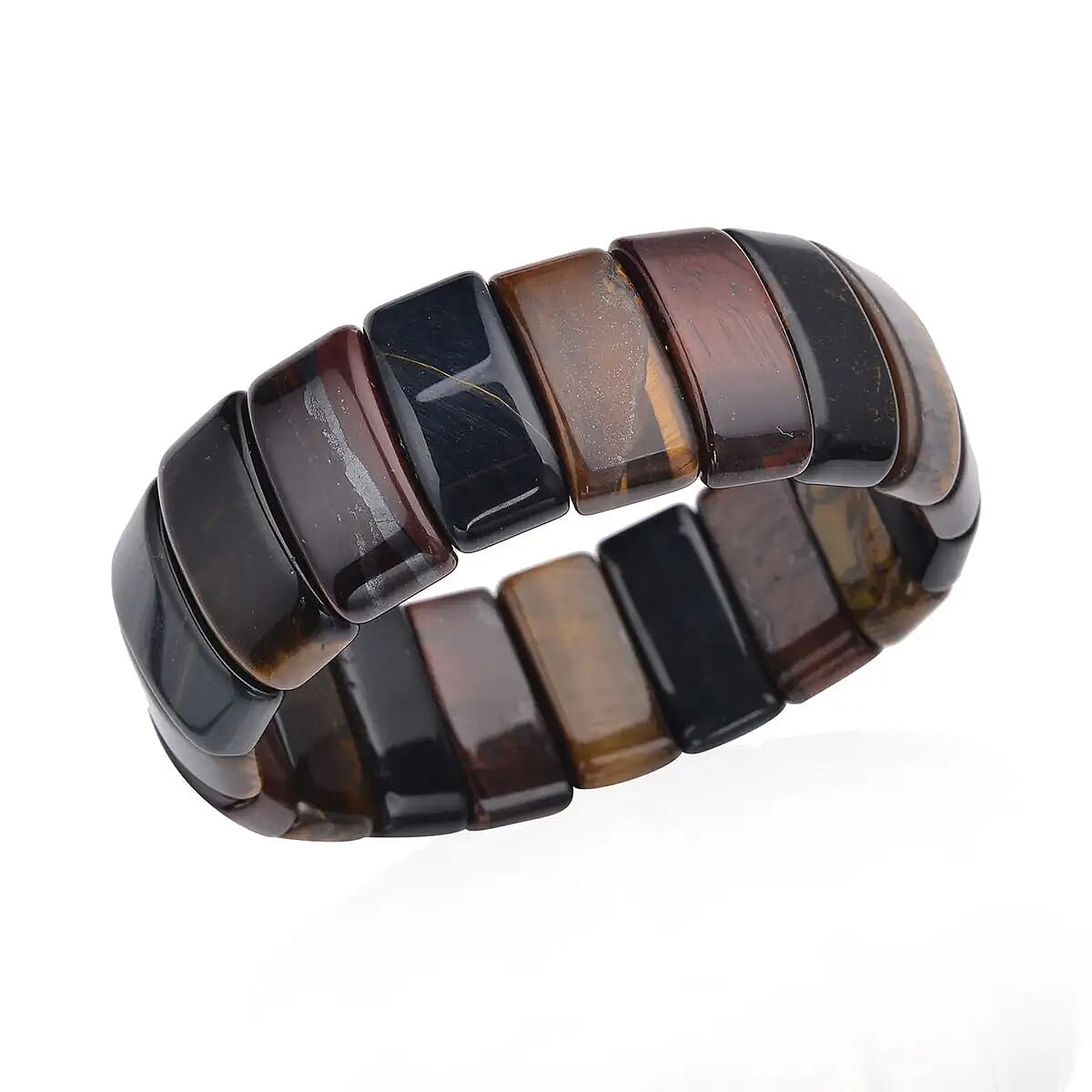 Yellow Multi Color Tiger's Eye Boho Block Bracelet, Stretch Bracelet For Women, Jewelry Gifts For Women 450.00 ctw image number 0