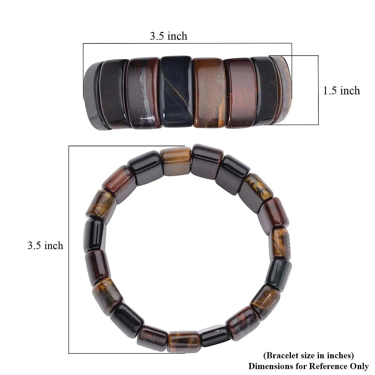 Yellow Multi Color Tiger's Eye Boho Block Bracelet, Stretch Bracelet For Women, Jewelry Gifts For Women 450.00 ctw image number 6