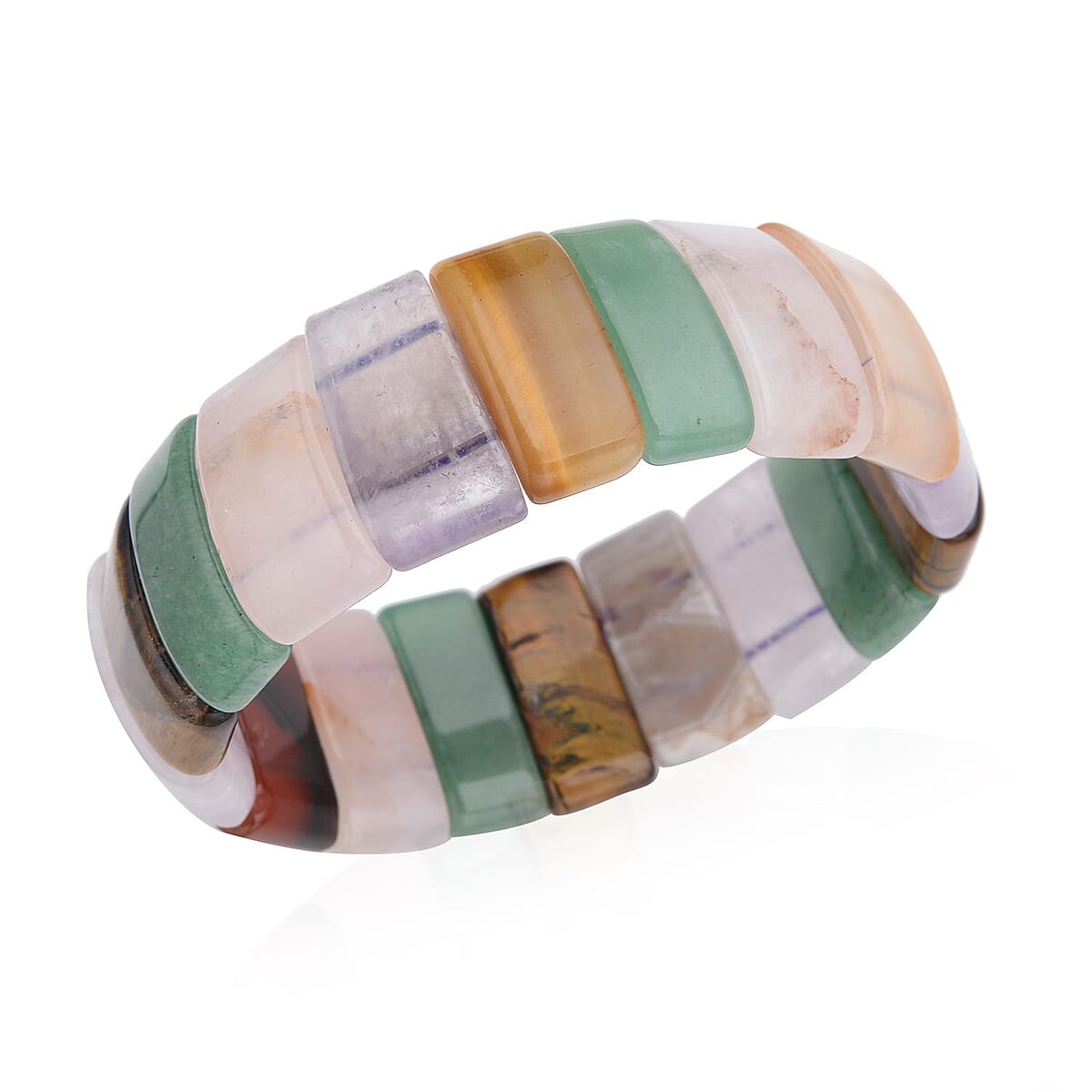 Multi Gemstone 450.00 ctw Boho Block Bracelet, Stretch Bracelet For Women, Jewelry Gifts For Women image number 0