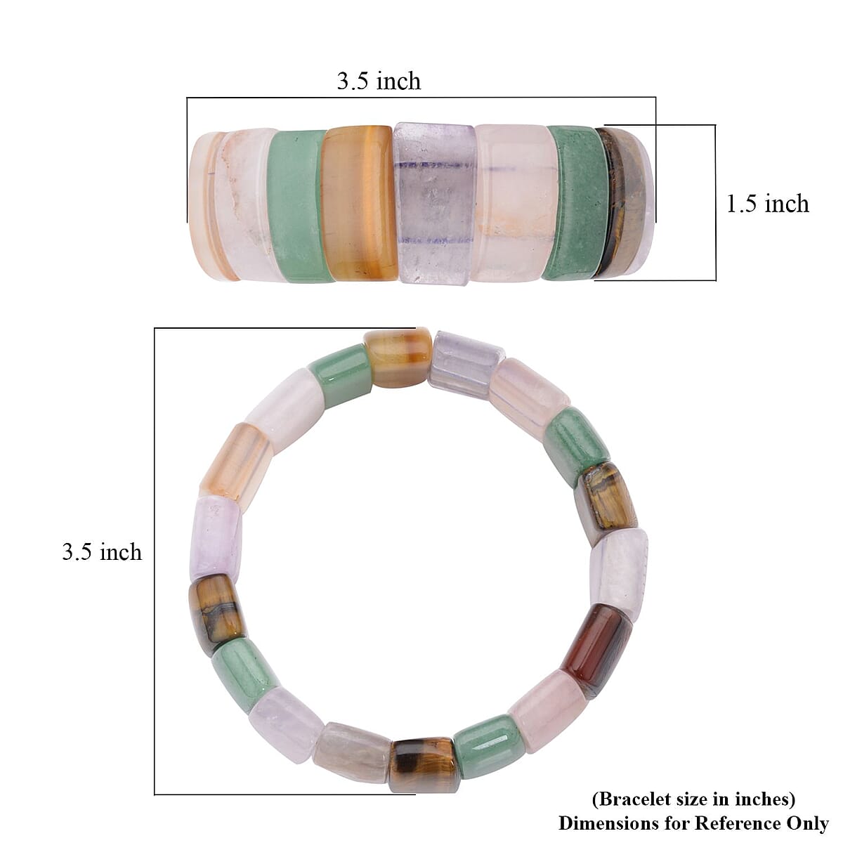 Multi Gemstone 450.00 ctw Boho Block Bracelet, Stretch Bracelet For Women, Jewelry Gifts For Women image number 4