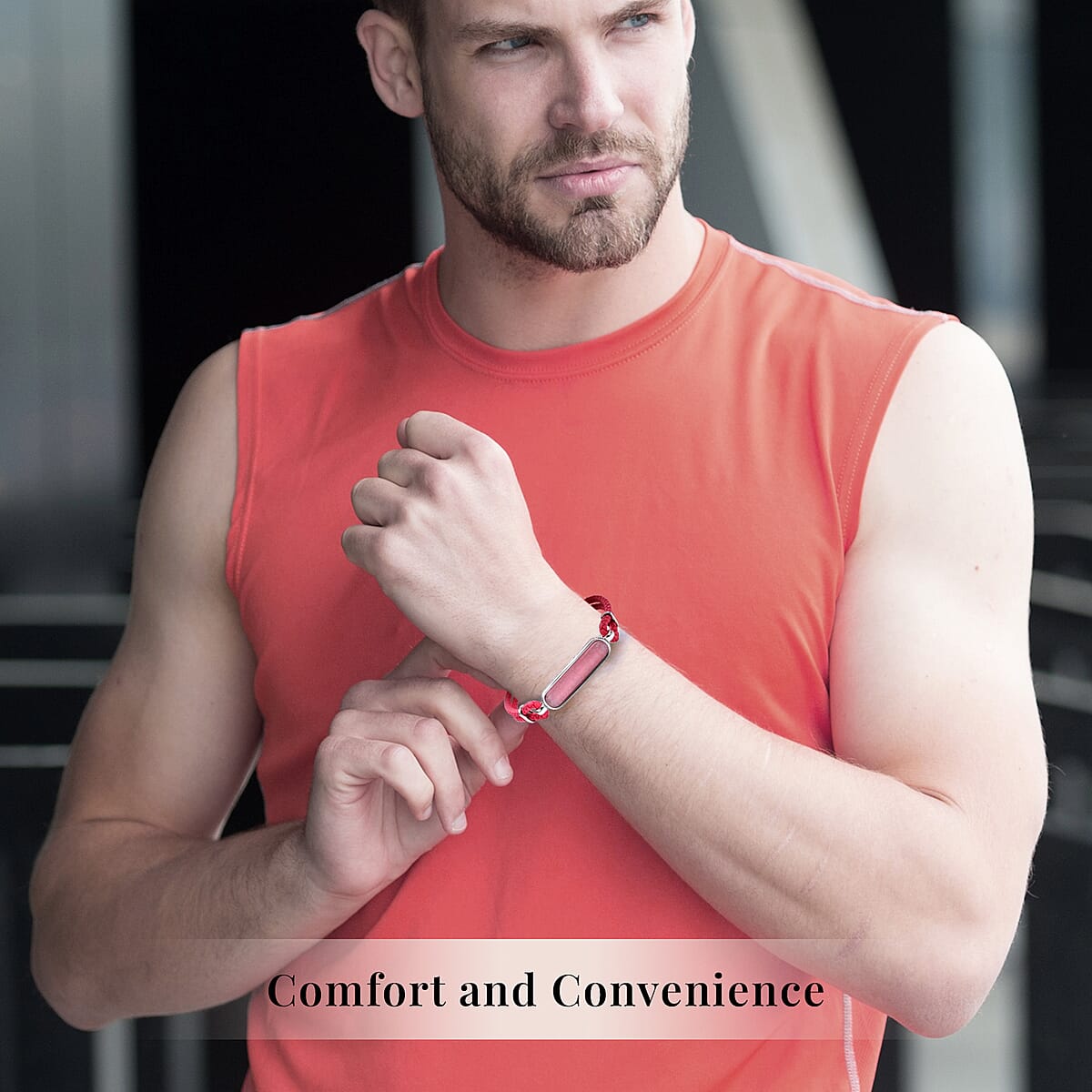 Galilea Rose Quartz Genuine Leather Men's Bracelet with Magnetic Lock in Black Oxidized Stainless Steel (8.00 In) 17.00 ctw , Tarnish-Free, Waterproof, Sweat Proof Jewelry image number 3