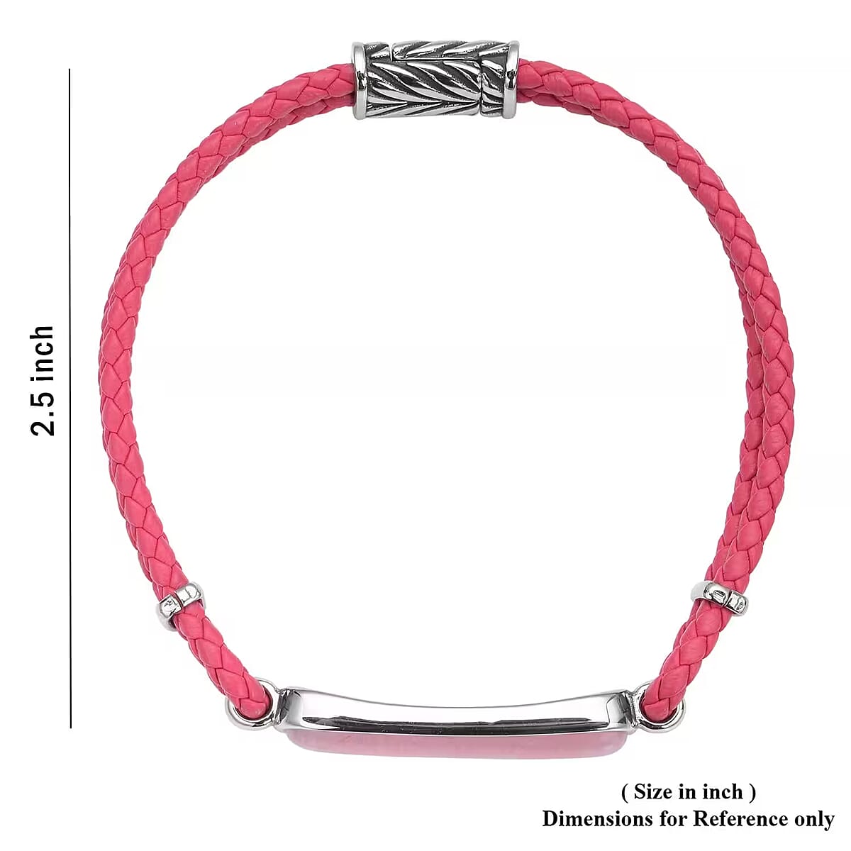 Galilea Rose Quartz Genuine Leather Men's Bracelet with Magnetic Lock in Black Oxidized Stainless Steel (8.00 In) 17.00 ctw , Tarnish-Free, Waterproof, Sweat Proof Jewelry image number 6