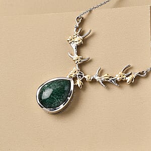 Karis Green Aventurine Necklace in 18K YG Plated and Stainless Steel 18 Inches, Tarnish-Free, Waterproof, Sweat Proof Jewelry