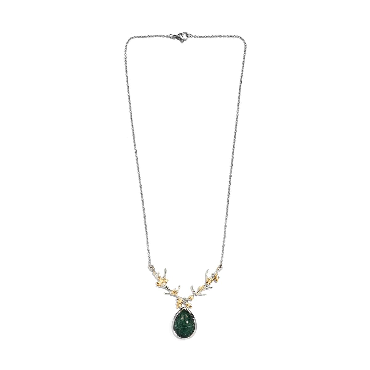 Karis Green Aventurine Necklace in 18K YG Plated and Stainless Steel 18 Inches, Tarnish-Free, Waterproof, Sweat Proof Jewelry image number 3