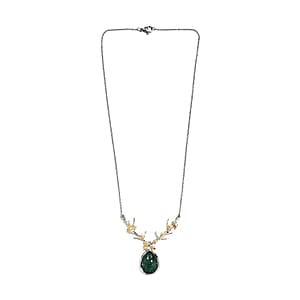 Karis Green Aventurine Necklace in 18K YG Plated and Stainless Steel 18 Inches, Tarnish-Free, Waterproof, Sweat Proof Jewelry