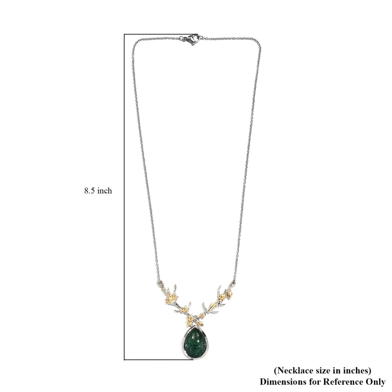 Karis Green Aventurine Necklace in 18K YG Plated and Stainless Steel 18 Inches, Tarnish-Free, Waterproof, Sweat Proof Jewelry