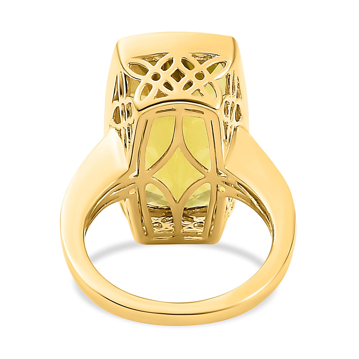 Green Gold Quartz and White Zircon 16.38 ctw Ring in 14K YG Over Sterling Silver (Size 6.5)