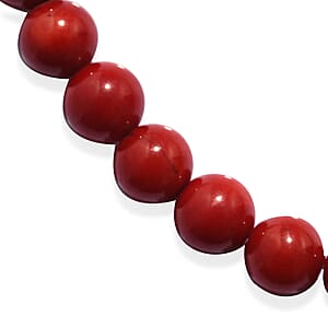 Red Coral (D) Beaded Necklace 18 Inches in Sterling Silver