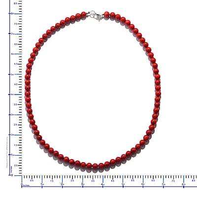 Red Coral (D) Beaded Necklace 18 Inches in Sterling Silver