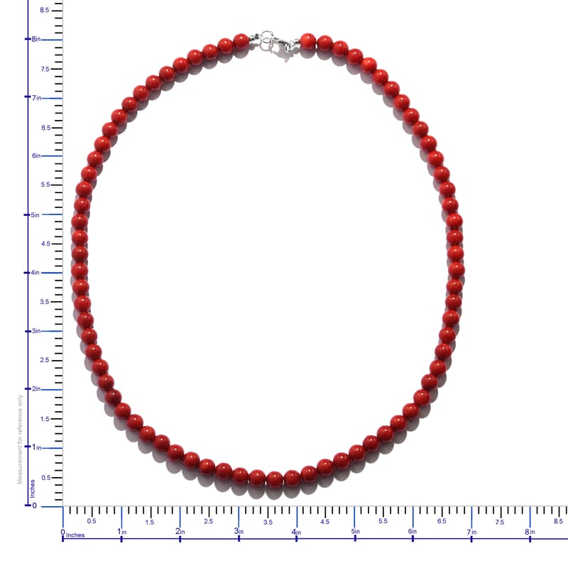 Red Coral (D) Beaded Necklace 18 Inches in Sterling Silver