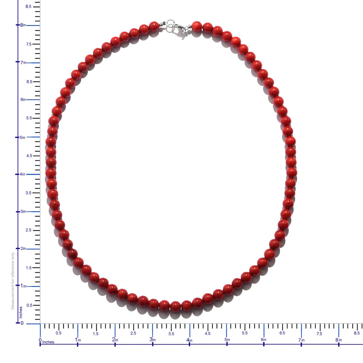 Red Coral (D) Beaded Necklace 18 Inches in Sterling Silver image number 4