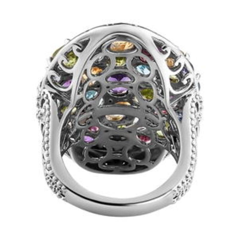 Multi Gemstone 10.15 ctw Ring in Platinum Over Sterling Silver (Size 6.5)