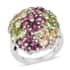 Orissa Rhodolite Garnet, Arizona Peridot and Brazilian Citrine Florals Ring in Platinum Over Sterling Silver (Size 7.0) 4.60 ctw image number 0