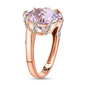 Rose De France Amethyst and Multi Gemstone 9.49 ctw Ring in 14K RG Over Sterling Silver (Size 11.5)