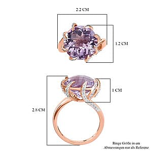Rose De France Amethyst and Multi Gemstone 9.49 ctw Ring in 14K RG Over Sterling Silver (Size 11.5)