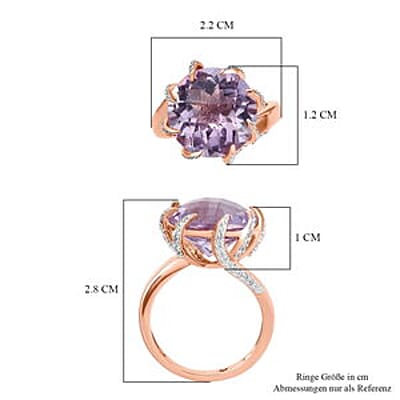 Rose De France Amethyst and Multi Gemstone 9.49 ctw Ring in 14K RG Over Sterling Silver (Size 11.5)