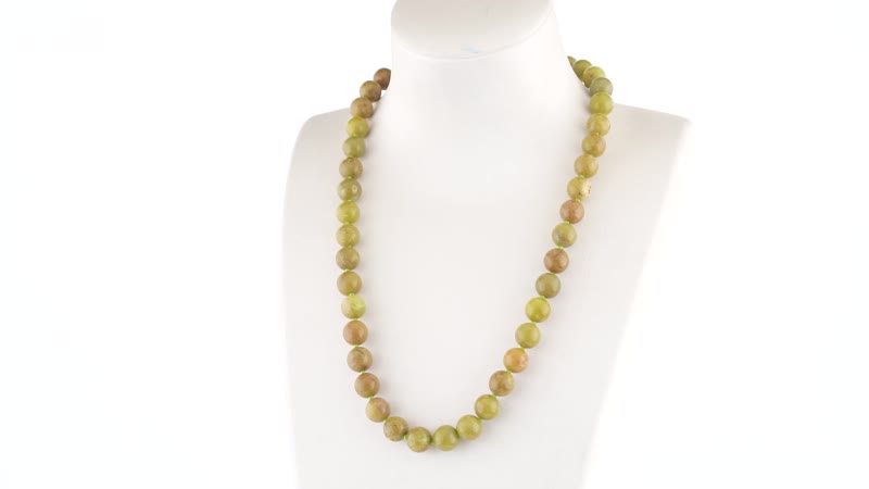 Green Opal Beaded Necklace 20 Inches with Magnetic Clasp in Rhodium Over Sterling Silver 271.00 ctw