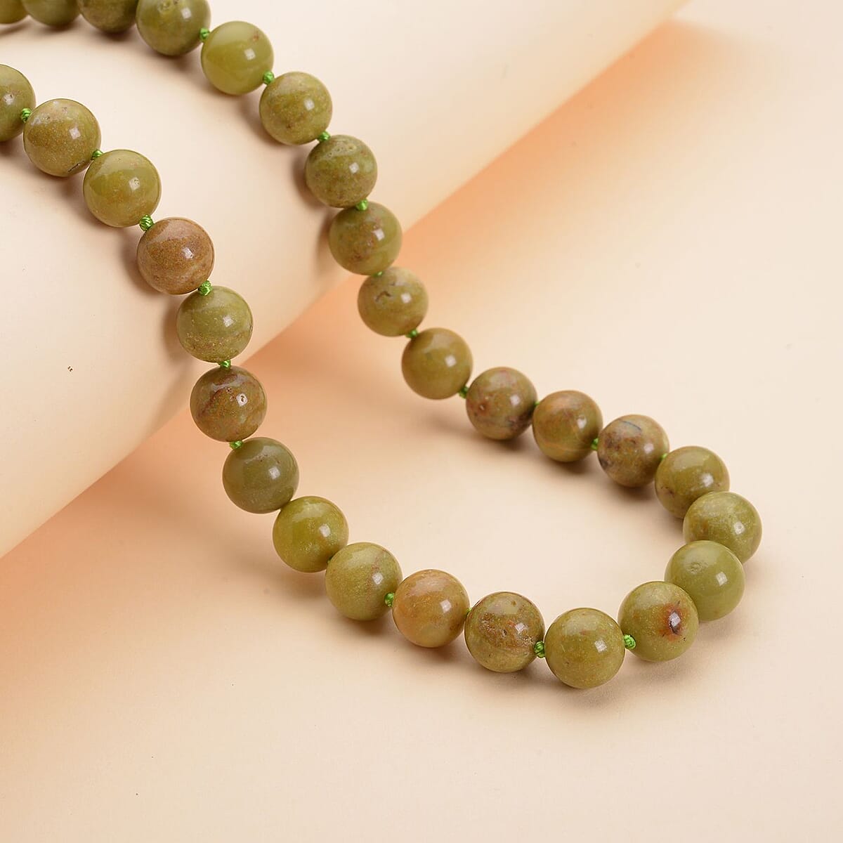Green Opal Beaded Necklace 20 Inches with Magnetic Clasp in Rhodium Over Sterling Silver 271.00 ctw image number 1