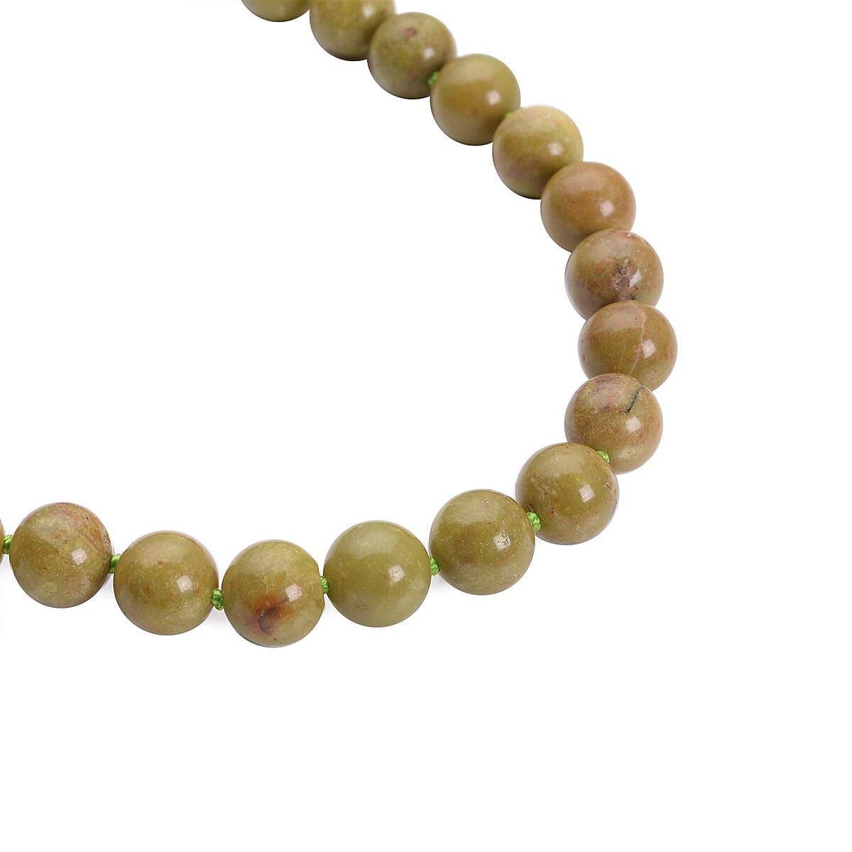Green Opal Beaded Necklace 20 Inches with Magnetic Clasp in Rhodium Over Sterling Silver 271.00 ctw image number 2