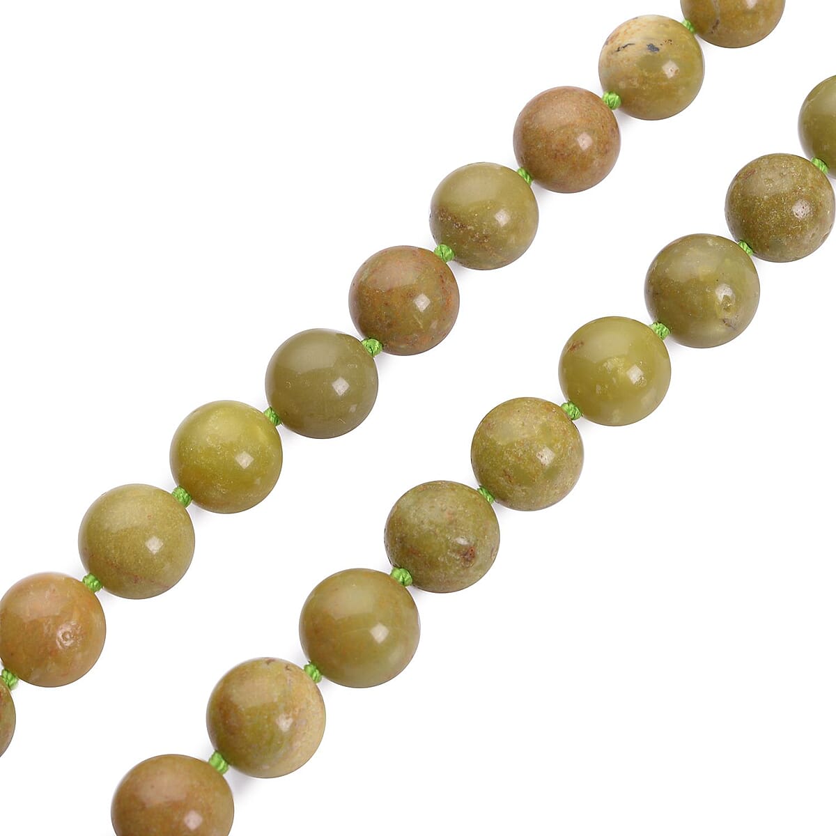 Green Opal Beaded Necklace 20 Inches with Magnetic Clasp in Rhodium Over Sterling Silver 271.00 ctw image number 3