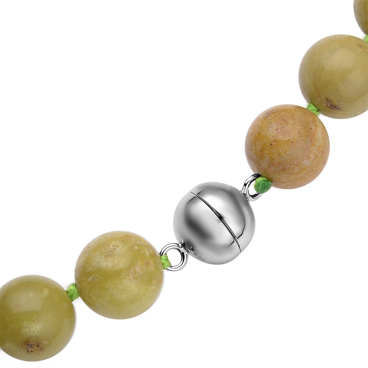 Green Opal Beaded Necklace 20 Inches with Magnetic Clasp in Rhodium Over Sterling Silver 271.00 ctw image number 4