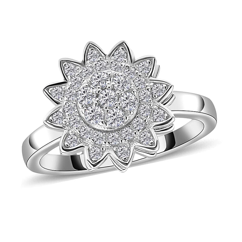 Star Flower Simulated Diamond Ring (Size 6)