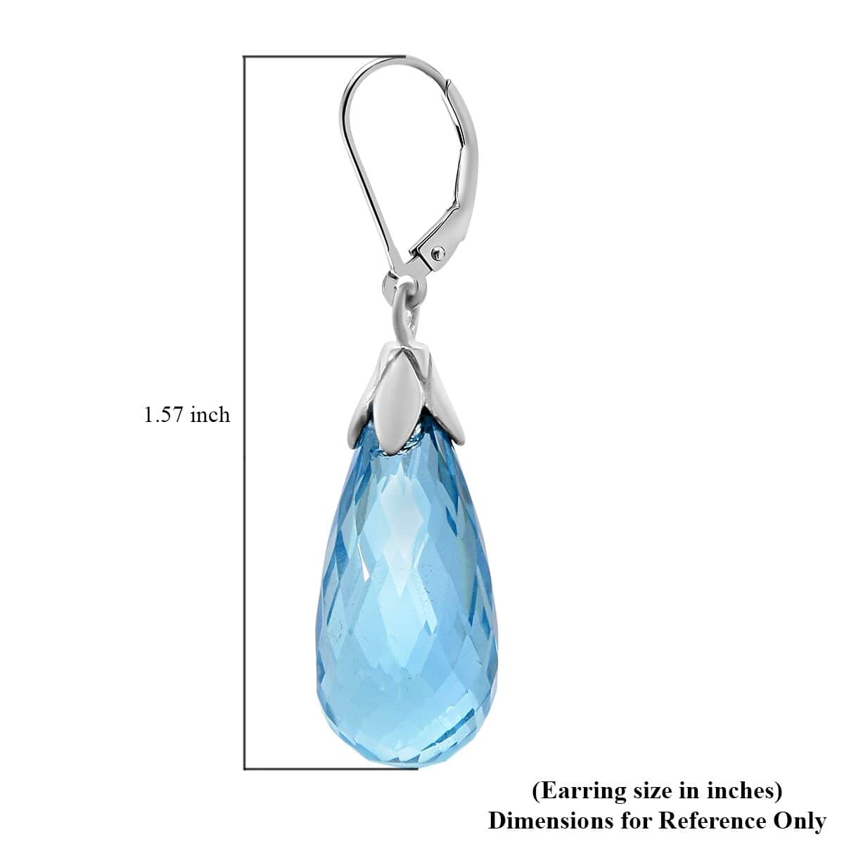 Blue Topaz Flower Bud Drop Earrings in Platinum Over Sterling Silver 35.00 ctw image number 2