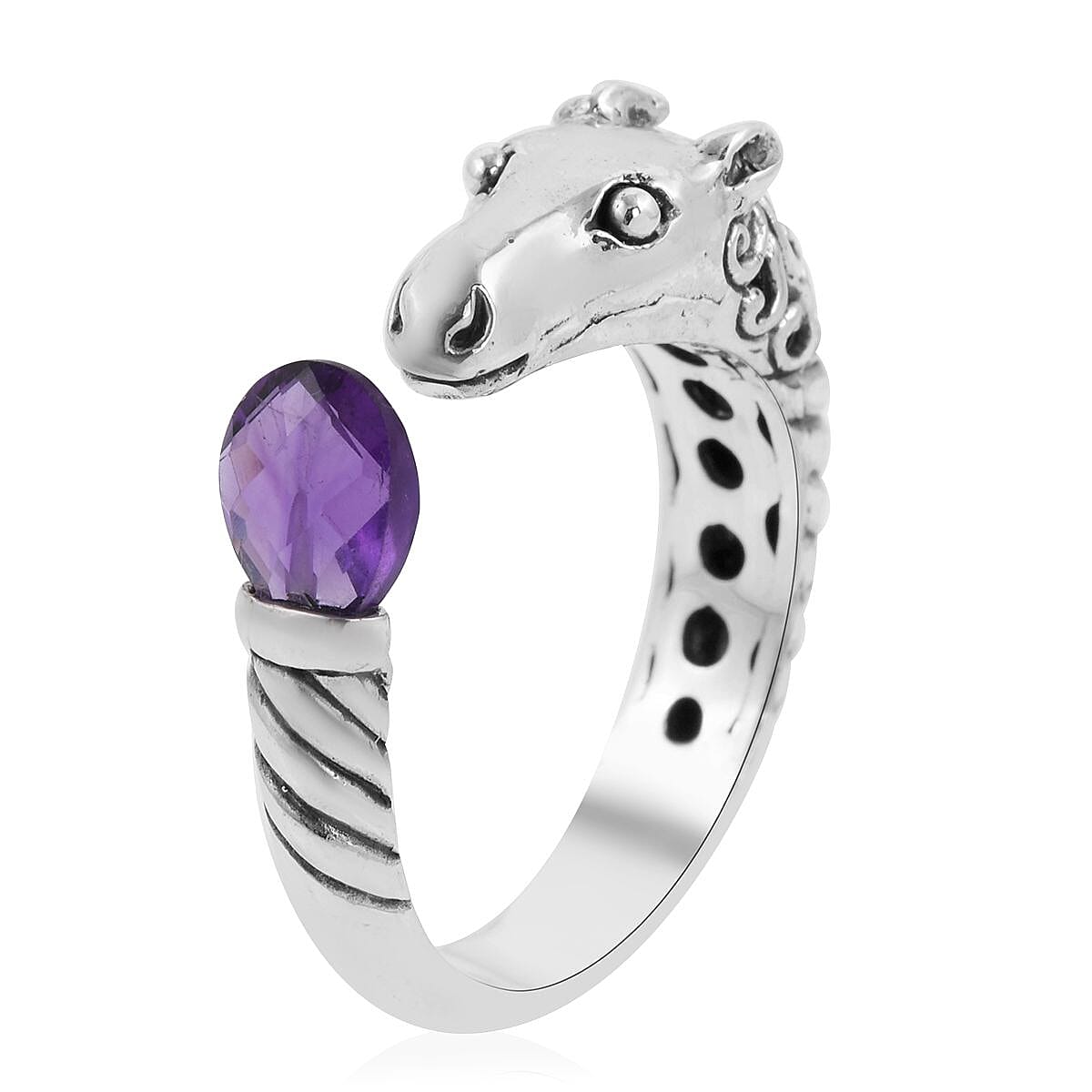 BALI LEGACY Amethyst Horse Ring in Sterling Silver 8 Grams 3.60 ctw image number 3