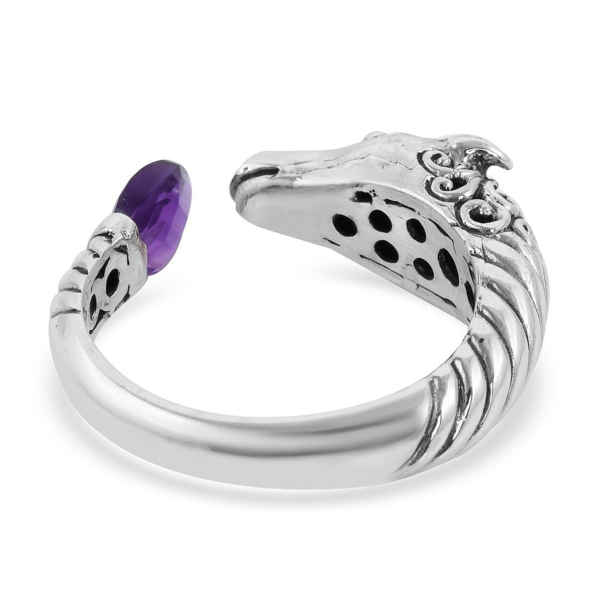 BALI LEGACY Amethyst Horse Ring in Sterling Silver 8 Grams 3.60 ctw image number 4