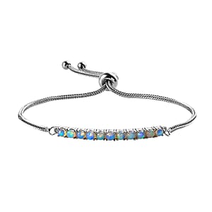Ethiopian Welo Opal Bolo Bracelet in Stainless Steel 0.85 ctw , Tarnish-Free, Waterproof, Sweat Proof Jewelry