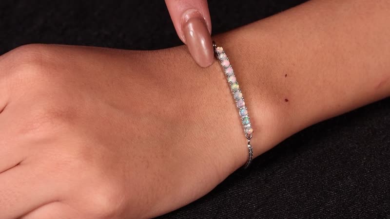 Ethiopian Welo Opal Bolo Bracelet in Stainless Steel 0.85 ctw