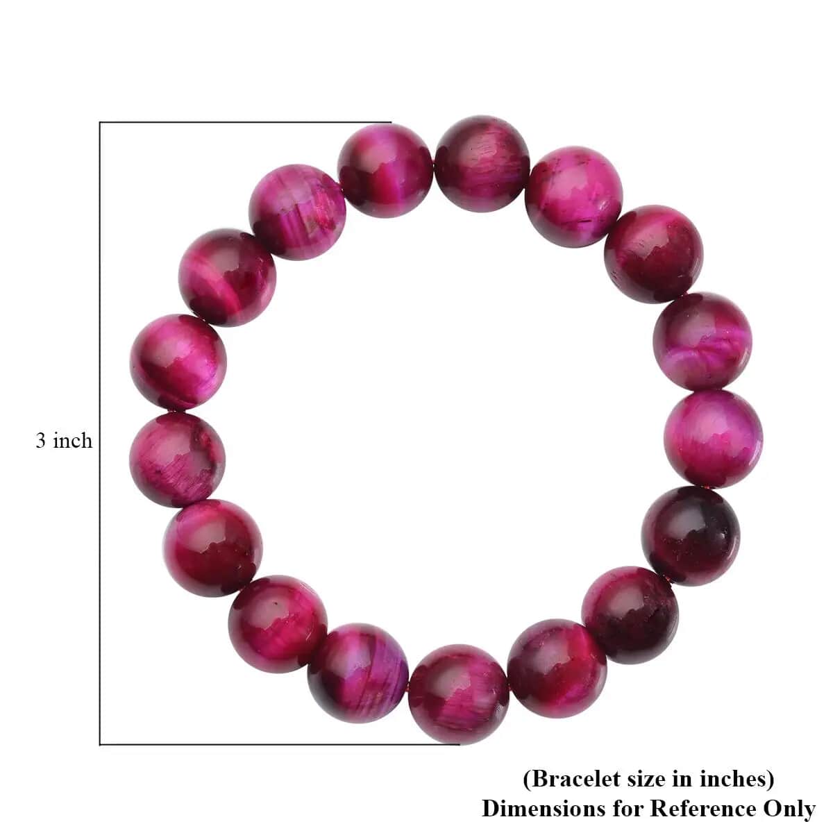 Fuchsia Tiger Eye Beaded Stretch Bracelet, Adjustable Beads Bracelet, Tiger Eye Bead Jewelry 214.00 CTW , Shop LC